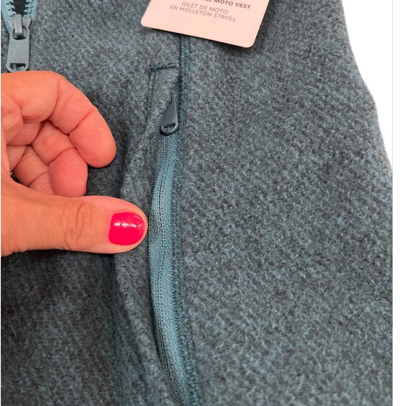 ATHLETA Stroll Fleece Moto Vest in Borealist Green (Teal) M NWT - Picture 10 of 14